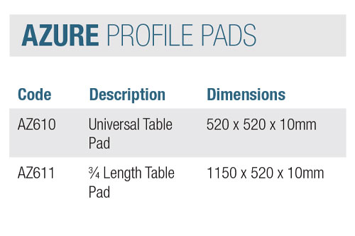 مشخصات و سایز بندی AZURE PROFILE PADS