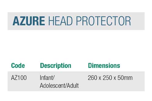 مشخصات و سایزبندی زیر سری بیمار مدل AZURE HEAD PROTECTOR